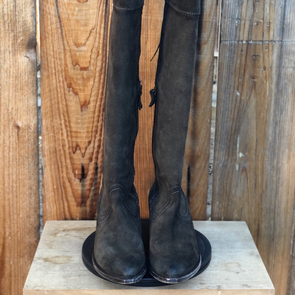 Frye Thigh High Suede Sacha OTK Equestrian Style Women's Boots Size 10 Side Zip - Picture 2 of 11